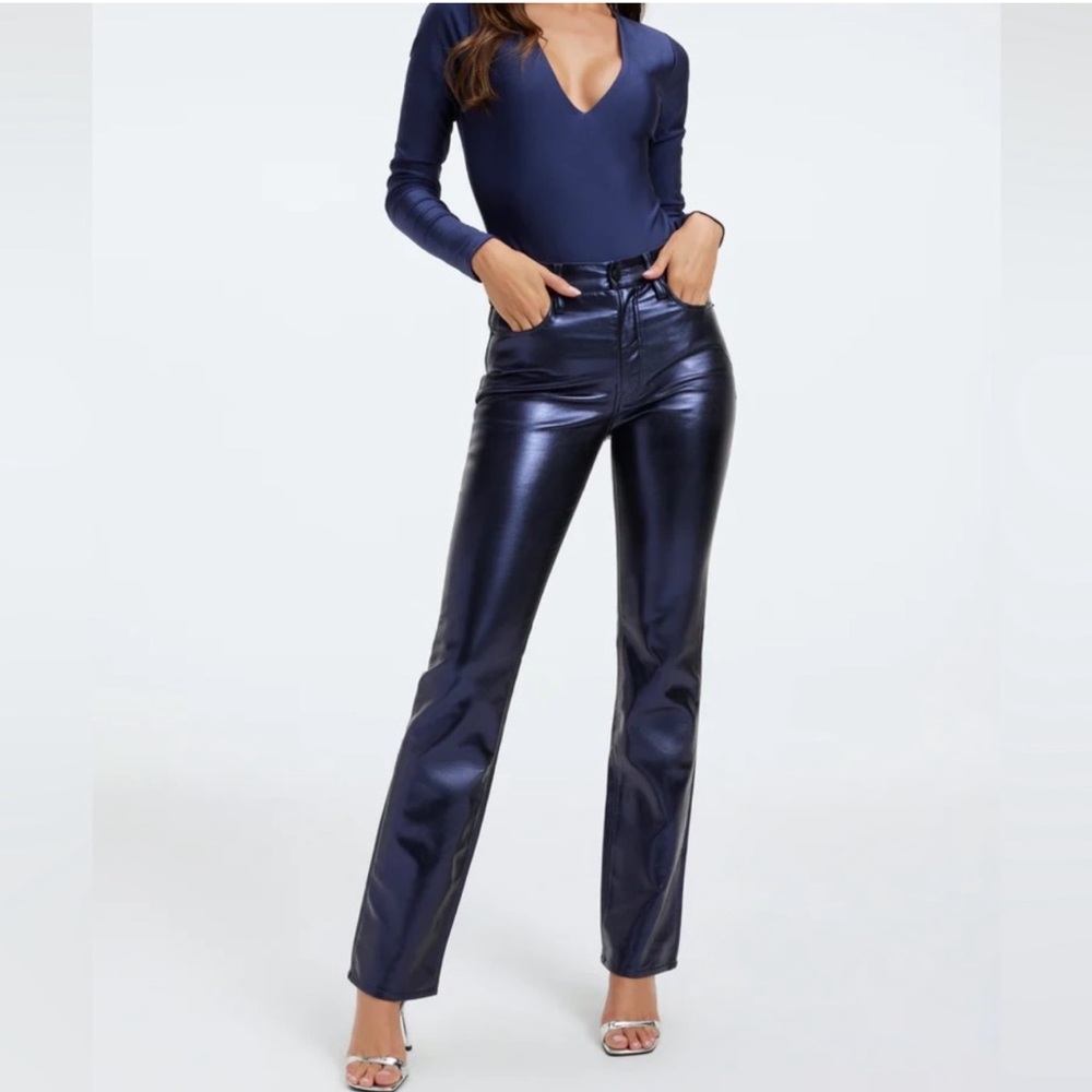 Good American Metallic Straight Leg Pants